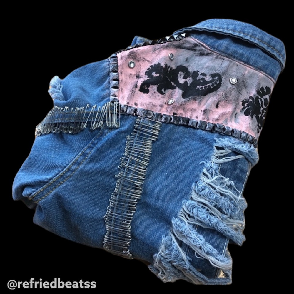 Hand painted Shredded Denim Jacket